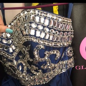 Navy blue ballgown prom dress